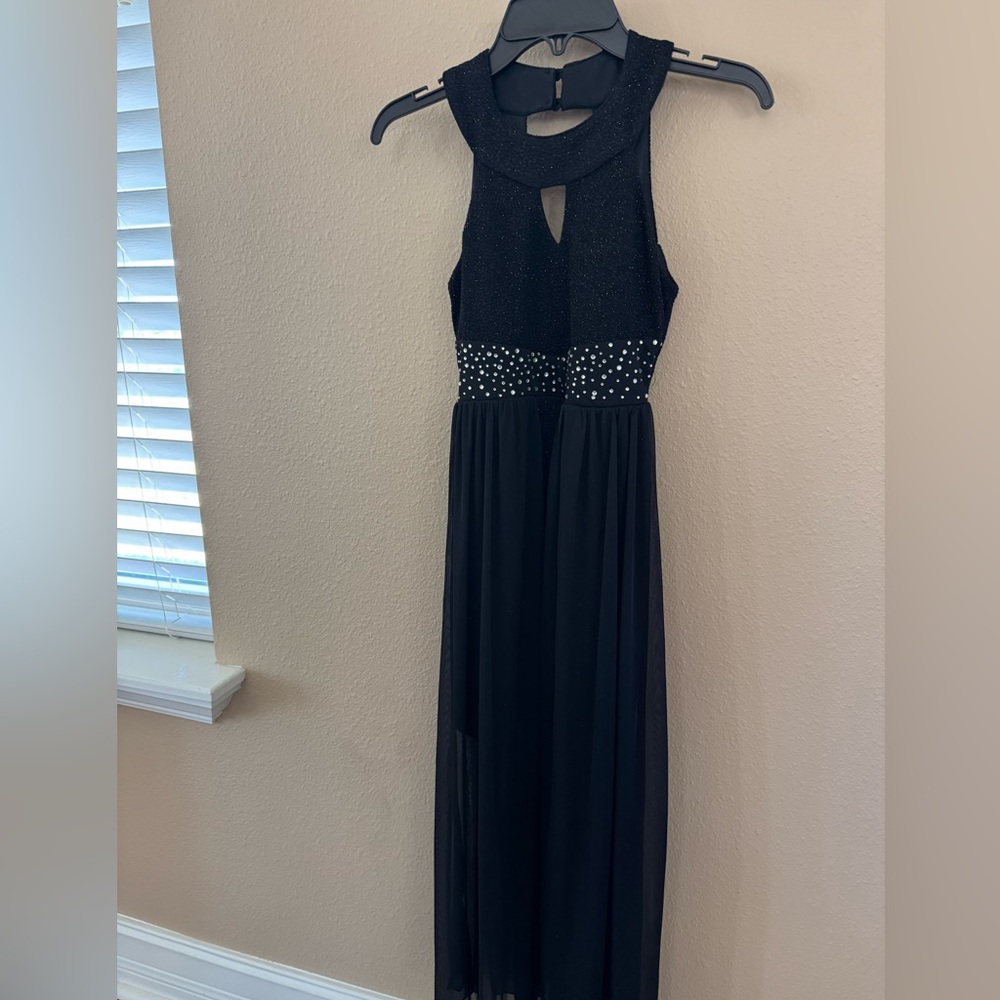 Elegant Girls Black Evening Dress